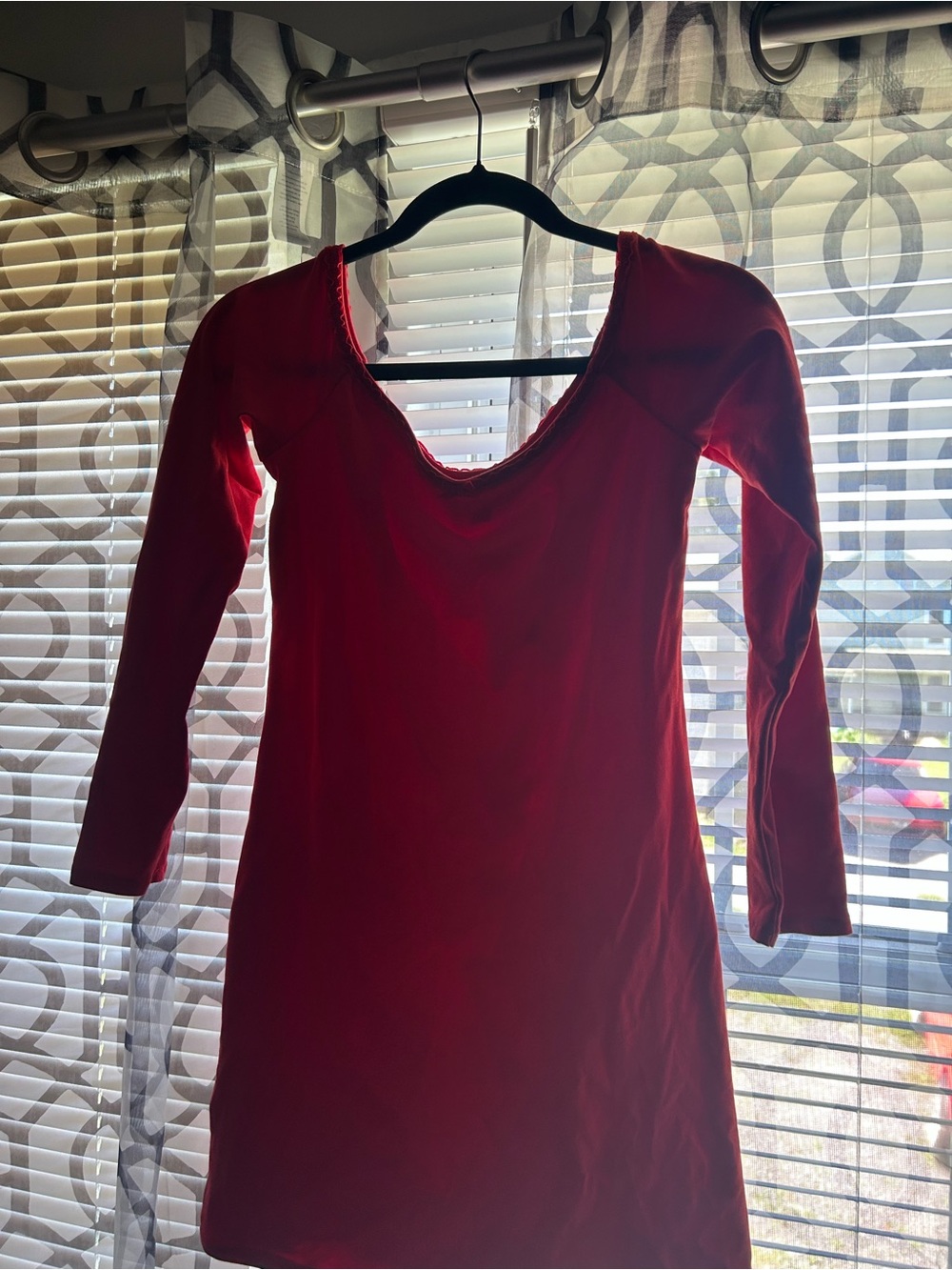 wild fable Red Long-Sleeve Scoop Neck Dress